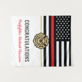 消防士消防士院赤線旗卒業 タペストリー (正面(横))