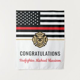 消防士消防士院赤線旗卒業 タペストリー