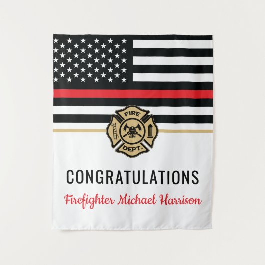 消防士消防士院赤線旗卒業 タペストリー (正面)