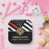 消防士消防士院赤線旗卒業 ペーパープレート (パーティー)