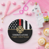 消防士消防士院赤線旗卒業 ペーパープレート (パーティー)