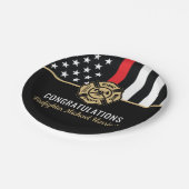 消防士消防士院赤線旗卒業 ペーパープレート (アングル)