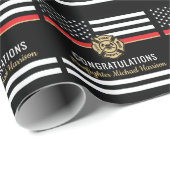 消防士消防士院赤線旗卒業 ラッピングペーパー (ロールコーナー)