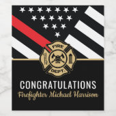 消防士消防士院赤線旗卒業 ワインラベル (シングルラベル)