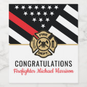 消防士消防士院赤線旗卒業 ワインラベル (シングルラベル)