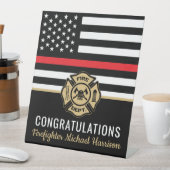 消防士消防士院赤線旗卒業 台座サイン (インサイチュ)