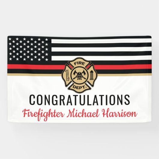 消防士消防士院赤線旗卒業 横断幕 (横)