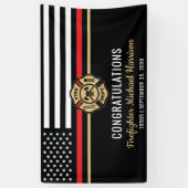 消防士消防士院赤線旗卒業 横断幕 (縦)