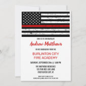 消防士消防学校の卒業式薄い赤線 招待状 (正面)