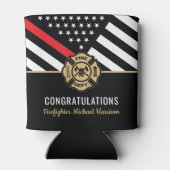 消防士消防学校の卒業式薄い赤線 缶クーラー (裏面)