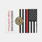 消防士消防署卒業消防士 フリースブランケット (正面(横))