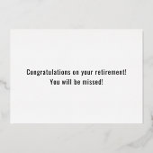 消防士消防署旗消防士の退職 箔招待状 (裏面)