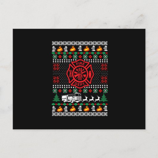 消防士消防署醜いクリスマスおもしろいクリスマスPa シーズンポストカード (正面)