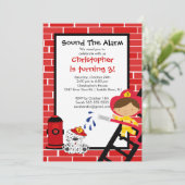 消防士消防車誕生パーティー 招待状 (スタンド正面)