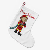 消防士猫のクリスマスのストッキング ラージクリスマスストッキング (正面 (吊り時))