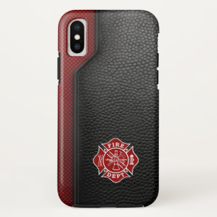 消防士用印刷革 iPhone X ケース