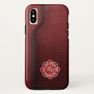 消防士用印刷革 iPhone X ケース