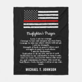 消防士祈りの言葉薄い赤い線パーソナライズされた名 フリースブランケット (正面)