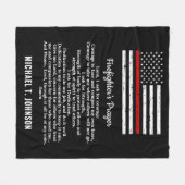 消防士祈りの言葉薄い赤い線パーソナライズされた名 フリースブランケット (正面(横))