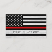 消防士祈りの言葉薄い赤線の消防士 名刺 (裏面)