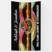 消防士結婚式招待状旗 横断幕 (縦)