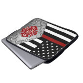 消防士薄赤線マルチーズクロスノートパソコンバッグ ラップトップスリーブ (正面下部)