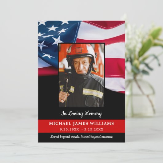 消防士記念アメリカ国旗の消防士葬儀 サンキューカード (スタンド正面)