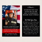 消防士記念アメリカ国旗の祈りの言葉カード (正面&裏面)