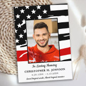 消防士記念モダン薄赤線葬儀 サンキューカード