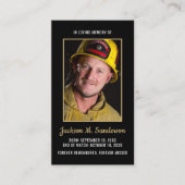 消防士記念写真葬式祈りの言葉カード コーリングカード (正面)