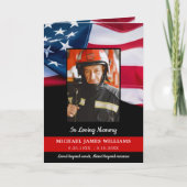 消防士記念愛国的USA国旗の葬儀 サンキューカード (正面)