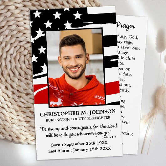 消防士記念葬儀消防士の祈りの言葉カード