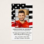 消防士記念葬儀消防士の祈りの言葉カード (正面)