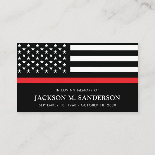 消防士記念葬儀赤ライン祈りの言葉カード コーリングカード (正面)