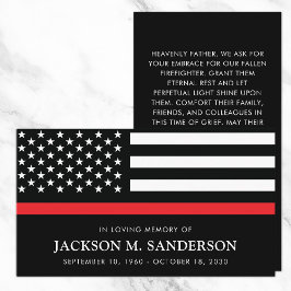 消防士記念葬儀赤ライン祈りの言葉カード コーリングカード