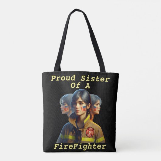 消防士誇りを持ったの妹が断固とした表情でWを見る トートバッグ (裏面)