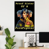 消防士誇りを持ったの妹が断固とした表情でWを見る ポスター (ホームオフィス)