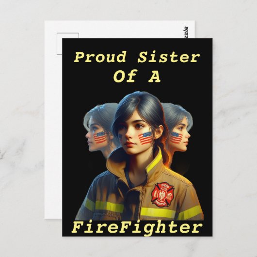 消防士誇りを持ったの妹が断固とした表情でWを見る ポストカード (正面/裏面)