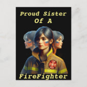 消防士誇りを持ったの妹が断固とした表情でWを見る ポストカード (正面)