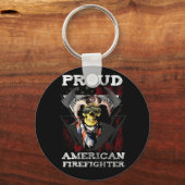 消防士誇りを持ったアメリカ国旗 キーホルダー (正面)