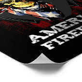 消防士誇りを持ったアメリカ国旗 ポスター (角)