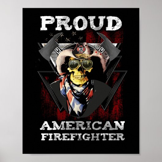 消防士誇りを持ったアメリカ国旗 ポスター (正面)