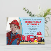 消防士誕生日招待状と写真（少年） 招待状 (スタンド正面)