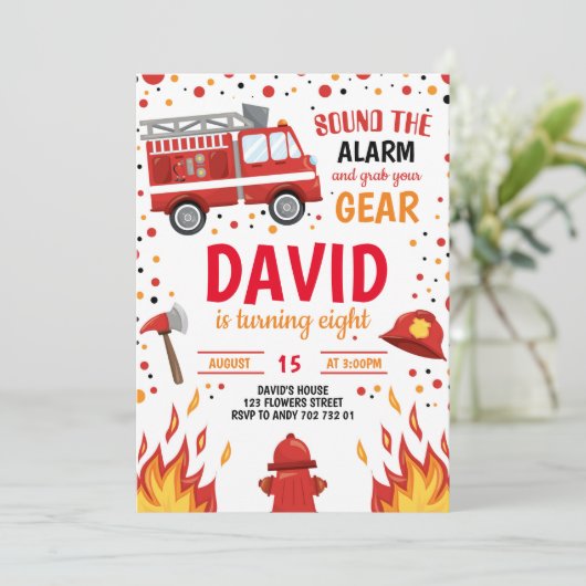 消防士誕生日消防招待状 招待状 (スタンド正面)