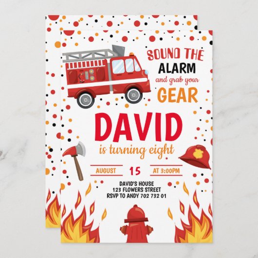 消防士誕生日消防招待状 招待状 (正面/裏面)