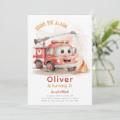 消防士誕生日消防車の誕生日パーティー 招待状 (スタンド正面)