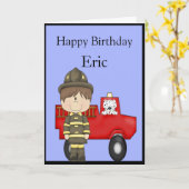 消防士誕生日 カード (黄色い花)