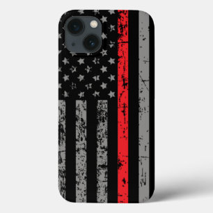 消防士赤線アメリカ国旗消防士 iPhone 13ケース