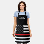 消防士赤線旗アメリカ消防士 エプロン (着用した状態)