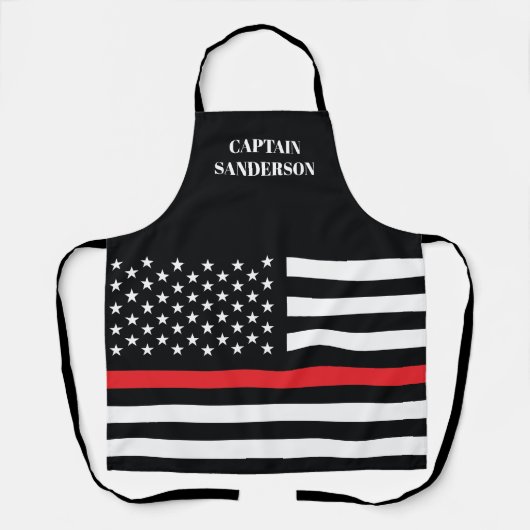 消防士赤線旗アメリカ消防士 エプロン (正面)